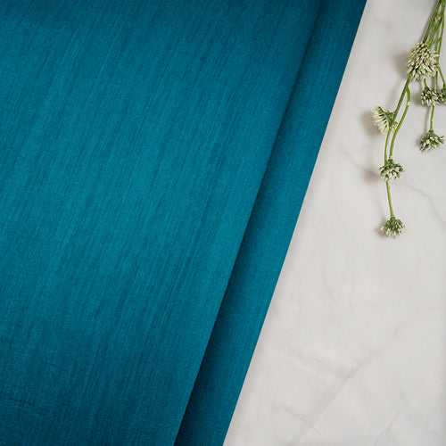 Light Blue Piece Dyed Plain Muga Silk Fabric