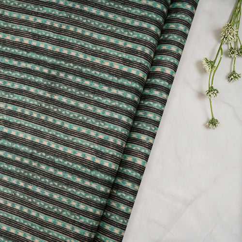 Green-Black Stripe Pattern Digital Print Tencel Modal Twill Fabric