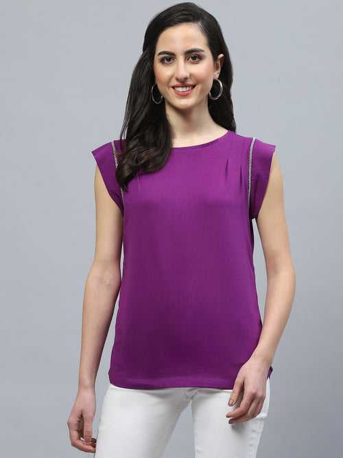 PURPLE TEE WITH EMBLLISHED