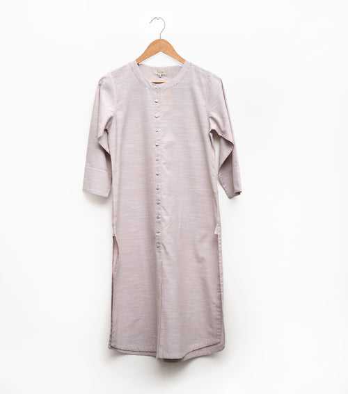 Beige Cotton Embroidered Kurta