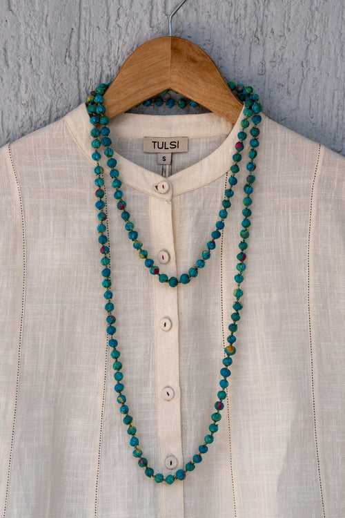 Green Chanderi Beaded Necklace