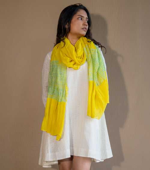 Green Shibori Chanderi Scarf