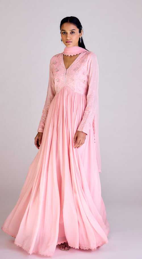 Pink Embroidered Anarkali