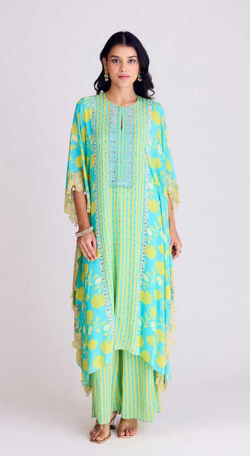 Pearl Drop Firozi Kurta Set