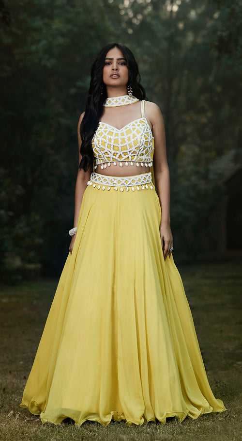 Lime Embroidered Lehenga Set