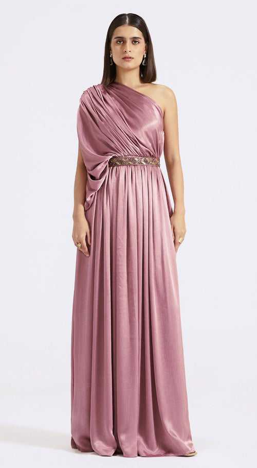 Lilac One Shoulder Draped Gown