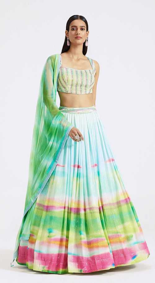 Multicoloured Printed Lehenga Set