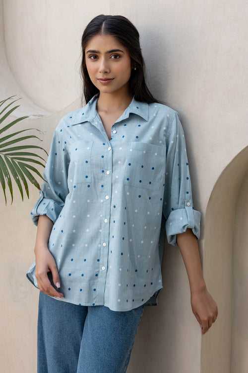 Blue Polka Dotted Shirt