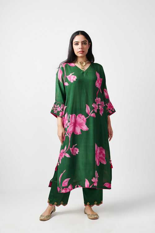 Jashn Green Kaftan Kurta Set of 2