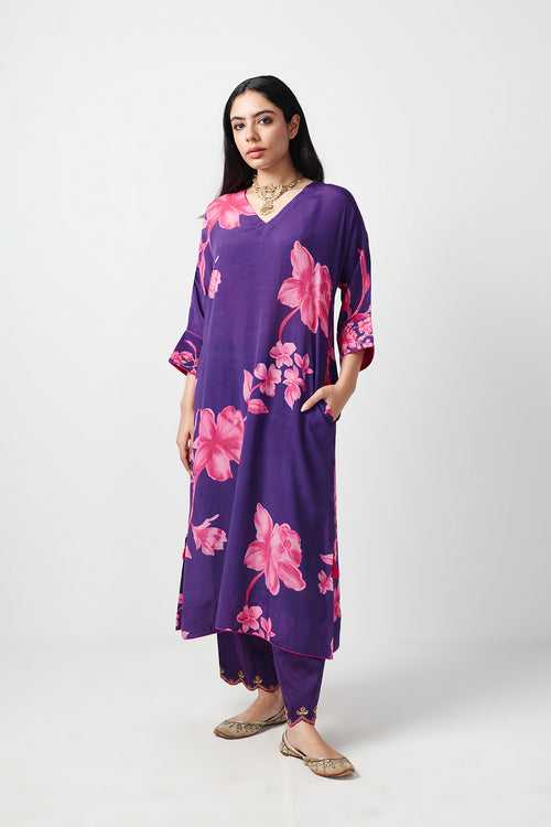 Jashn Purple Kaftan Kurta Set of 2