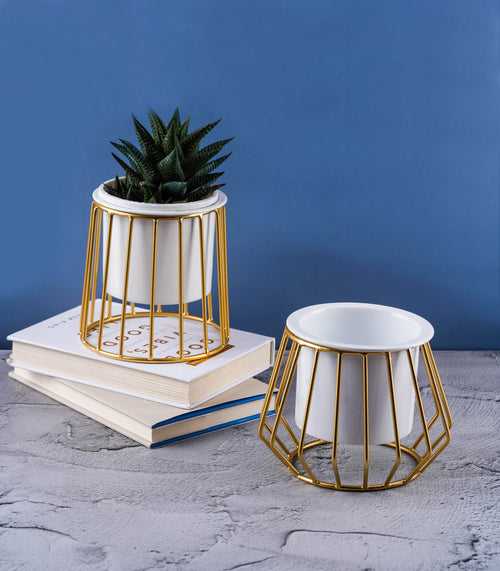 Diamond & Conical Ottoman Metal Stands With Planters