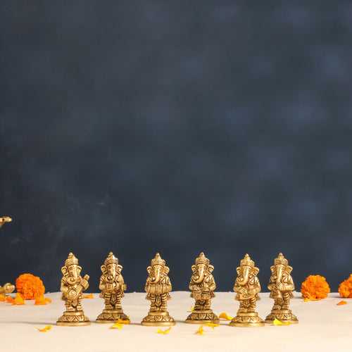 Brass Musical Ganesha Set (3.2 Inch)