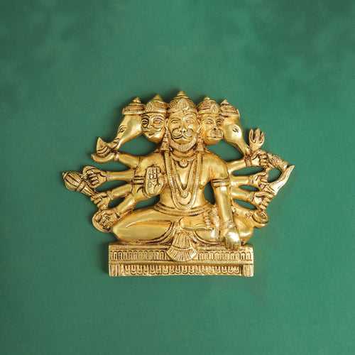 Brass Panchmukhi Hanuman Wall Hanging (7.5 Inch)