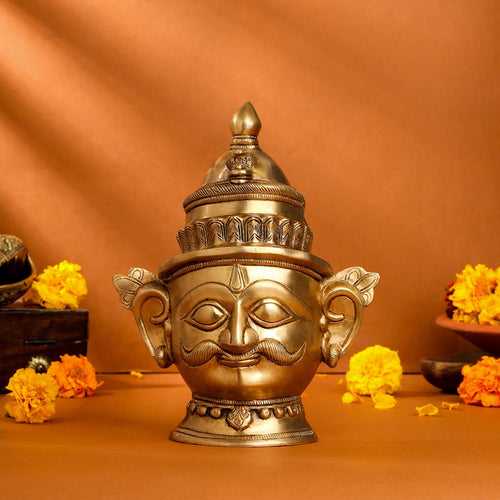 Brass Shiva Head Statue (9 Inch)