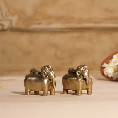 Brass Elephant Inkwell/Ink Pot Pair (2.5 Inch)