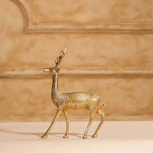 Brass Deer Figurine Showpiece (9 Inch)