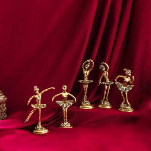 Brass Dancing Ballerinas Set of Five (4.2 Inch)