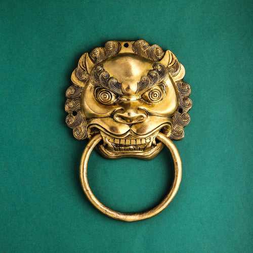 Brass Yali Face Door Knocker (9.5 Inch)