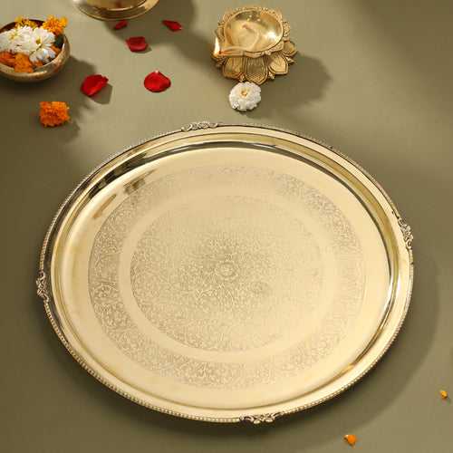 Brass Traditional Pooja Thal (18 Inch)