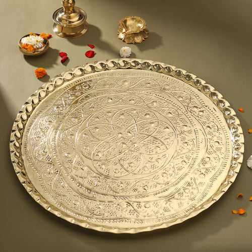 Brass Traditional Pooja Thal (29 Inch)