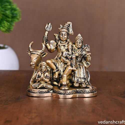 BRASS SHIVA FAMILY STATUE (4.5 Inch)