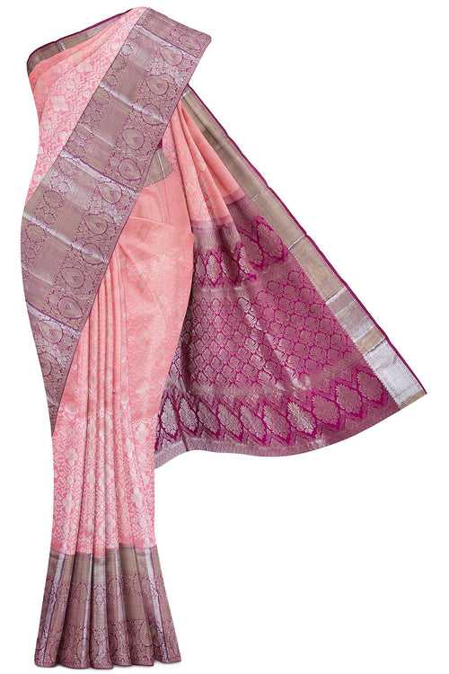 Peach Dharmavaram Silk Saree