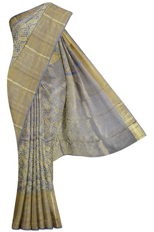 Grey Dharmavaram Silk Saree