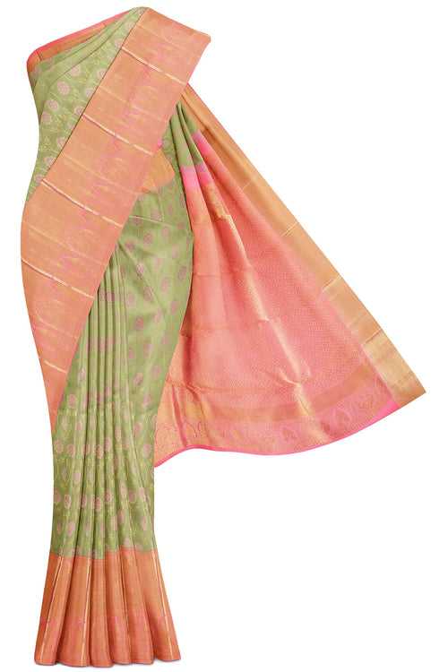 Pista Green Dharmavaram Silk Saree