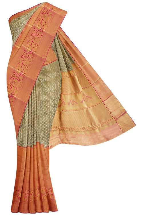 Mehindi Green Kanchipuram Tissue Silk Saree