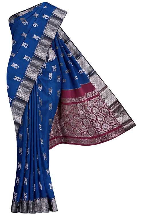 Peacock Blue Salem Silk Saree