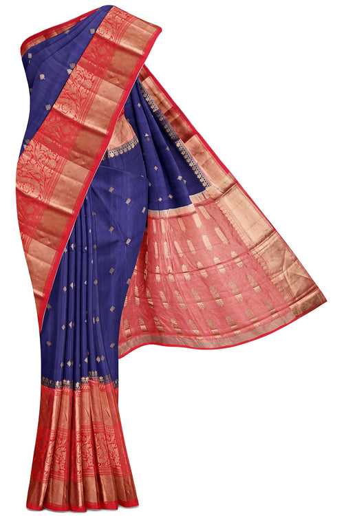 Navy Blue Banaras Katan Saree