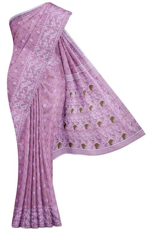 Violet Dhakai Silk Saree