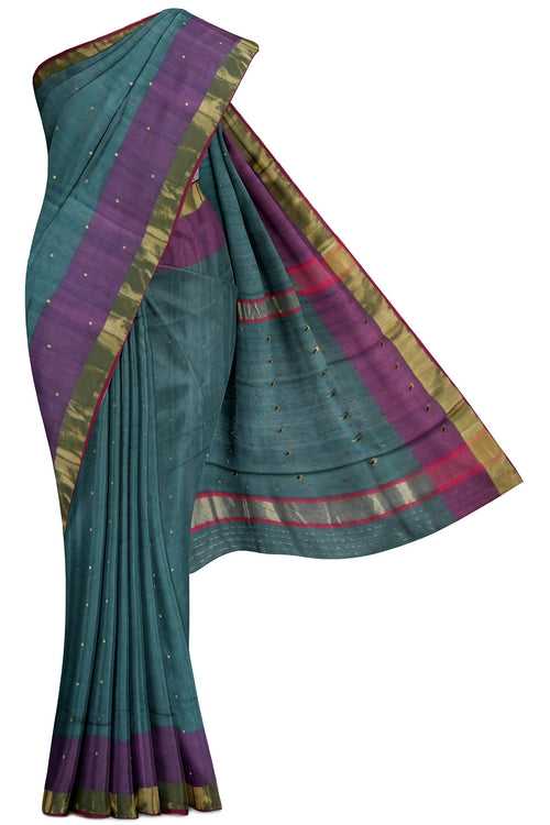 Peacock Green Chanderi Silk Cotton Saree