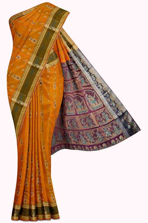 Orange Baluchari Silk Saree