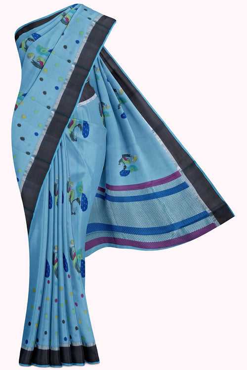 Blue Kota Doria Saree