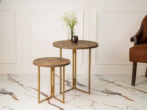 Mirage Round Oblique Nesting Tables, Side Tables, Wooden Tables, Living Room Decor by A Tiny Mistake