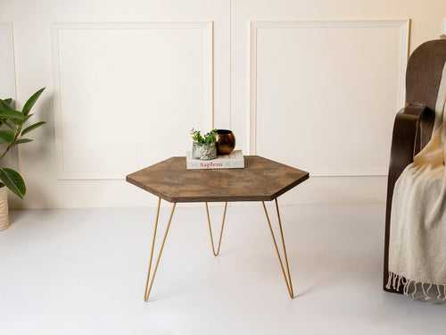 Mirage Hexagon Small Coffee Tables, Wooden Tables, Coffee Tables, Center Tables, Living Room Decor by A Tiny Mistake
