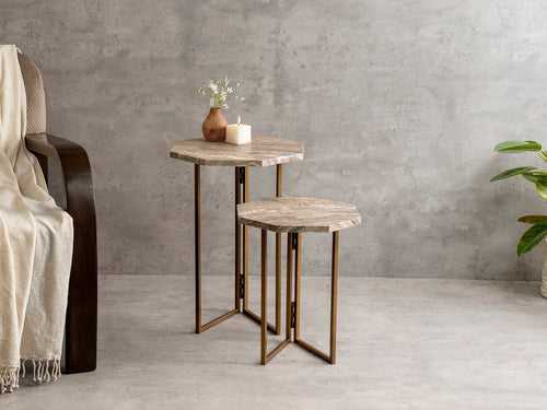 Oasis Octagon Oblique Nesting Tables, Side Tables, Wooden Tables, Living Room Decor by A Tiny Mistake