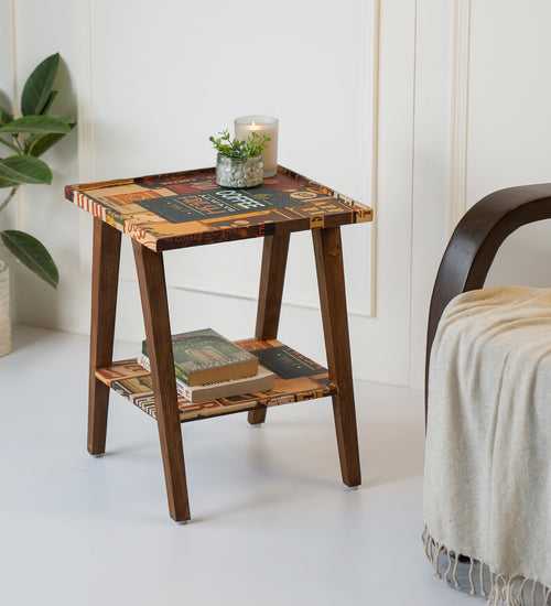 Crushing on Coffee Trapezium Incline Table, Side Table, Wooden End Table, Living Room Decor