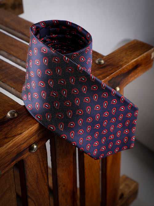 Blue Paisley Woven Long Necktie