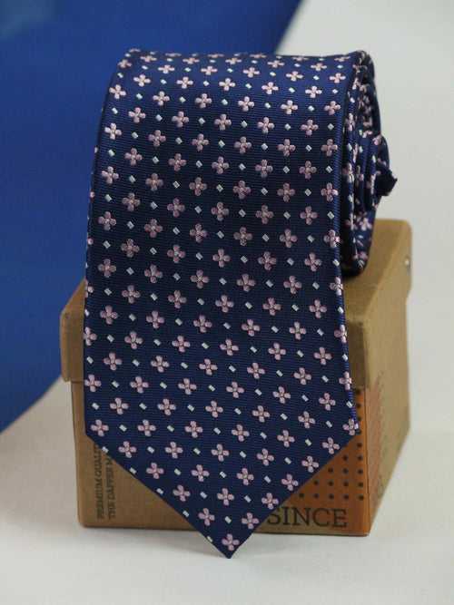 Navy Blue Floral Woven Necktie