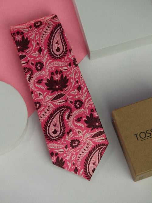 Pink Paisley Printed Necktie