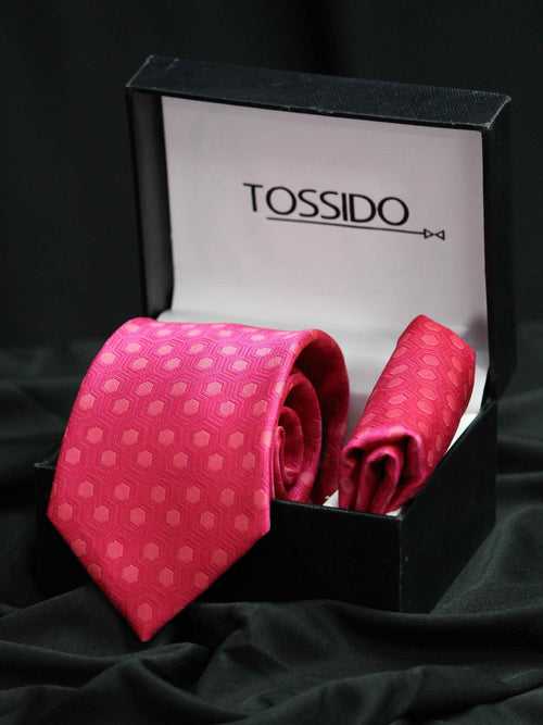 Pink Necktie & Pocket Square Giftset