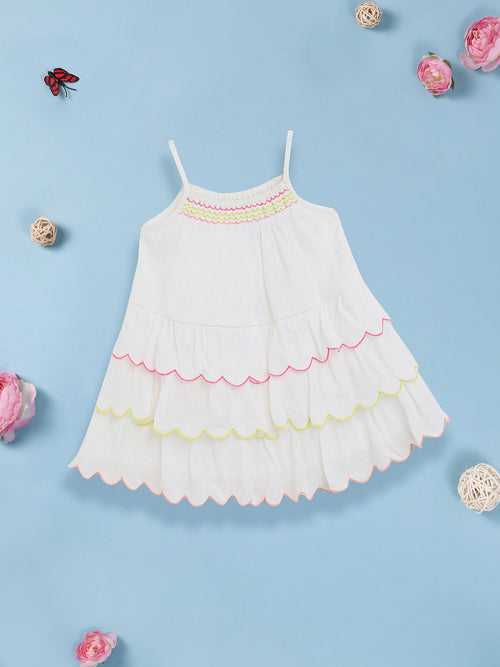 Nauti Nati White Pure Cotton A-Line Dress