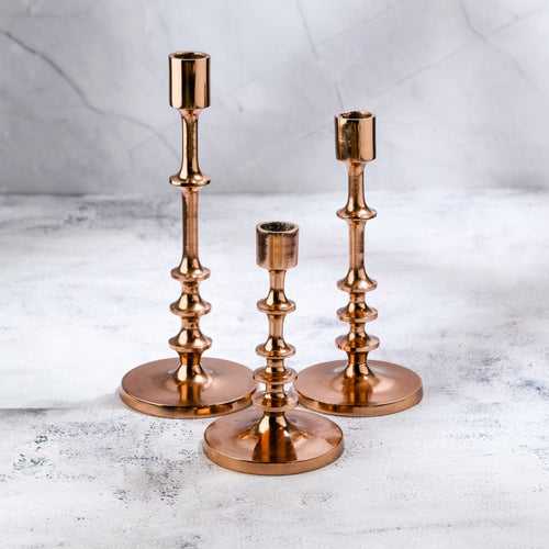 Rose Gold Radiance - Set of 3 Candle Stands