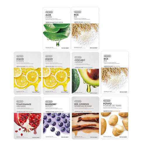 The Face Shop Real Nature Daily Glow Mask Sheet Combo - Pack of 10