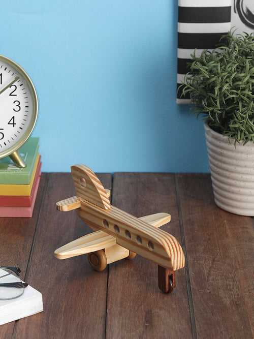 Hand-made Pine Wood Small Airbus Decorative