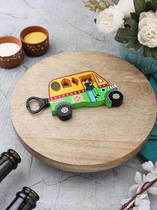 Hand Painted Multicolored Wooden Auto Bottle Opener