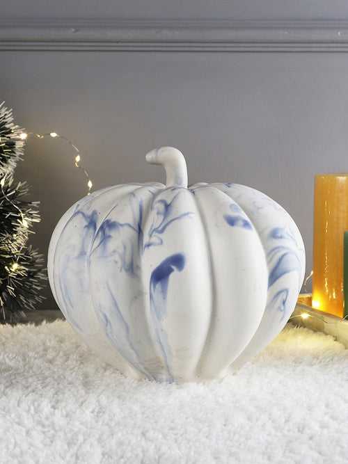 Hand-made White Marble Ceramic Pumpkin Decorative - Christmas/ Halloween