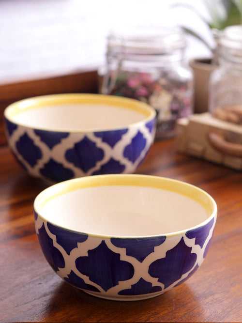 Blue Ceramic Serving Bowls Set of Two